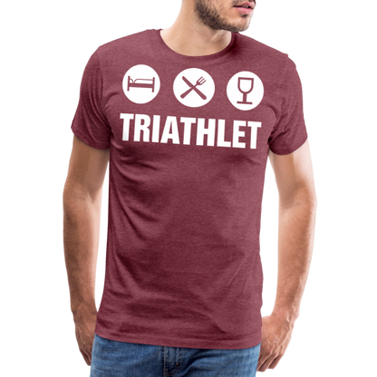 Männer Premium T-Shirt - TRIATHLET - Saufspruch - Bordeauxrot meliert