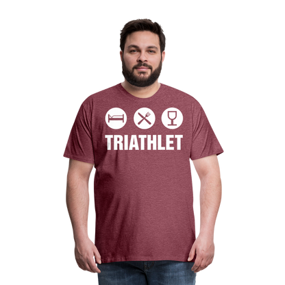 Männer Premium T-Shirt - TRIATHLET - Saufspruch - Bordeauxrot meliert