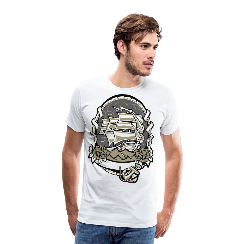 Männer Premium T-Shirt - Maritim Schiff Anker Design - weiß