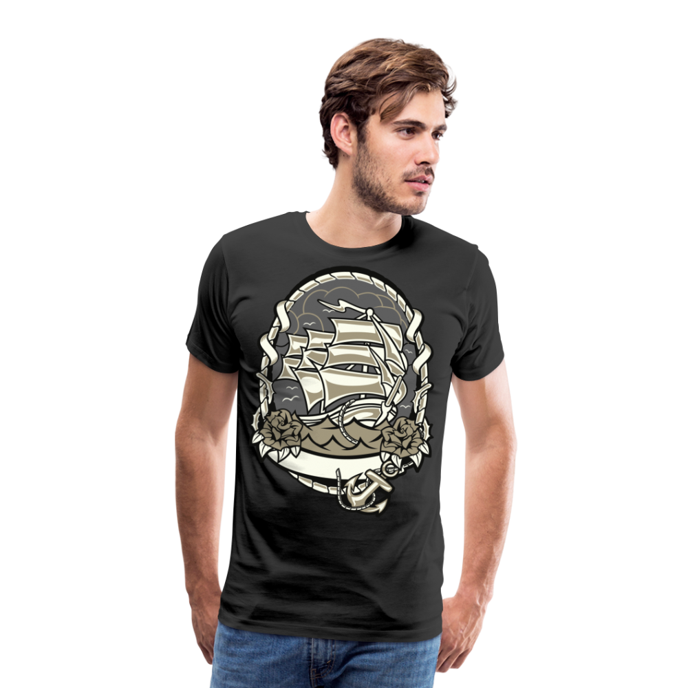 Männer Premium T-Shirt - Maritim Schiff Anker Design - Schwarz