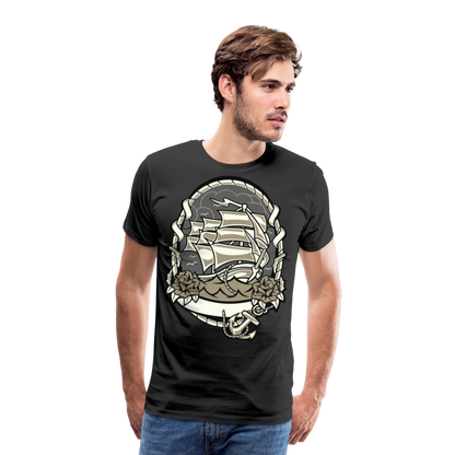 Männer Premium T-Shirt - Maritim Schiff Anker Design - Schwarz