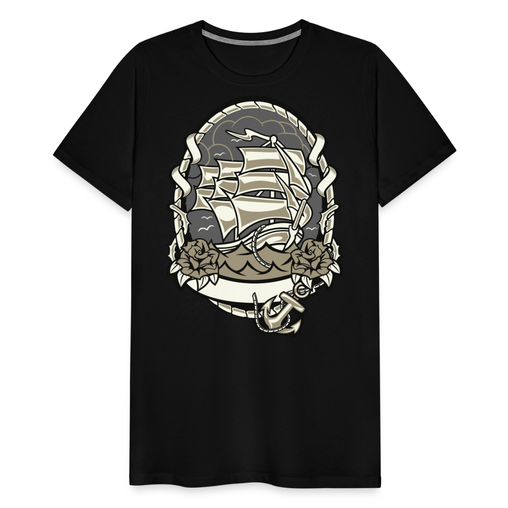 Männer Premium T-Shirt - Maritim Schiff Anker Design - Schwarz