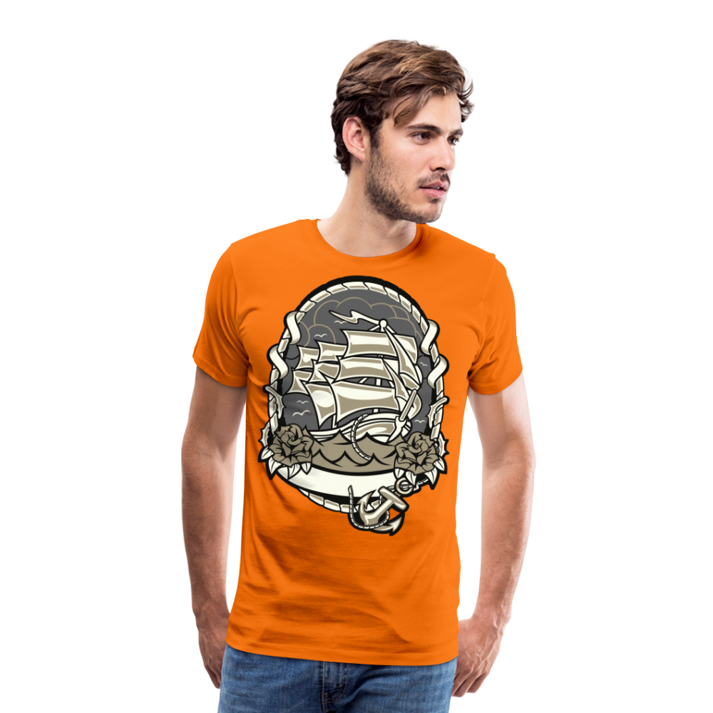 Männer Premium T-Shirt - Maritim Schiff Anker Design - Orange