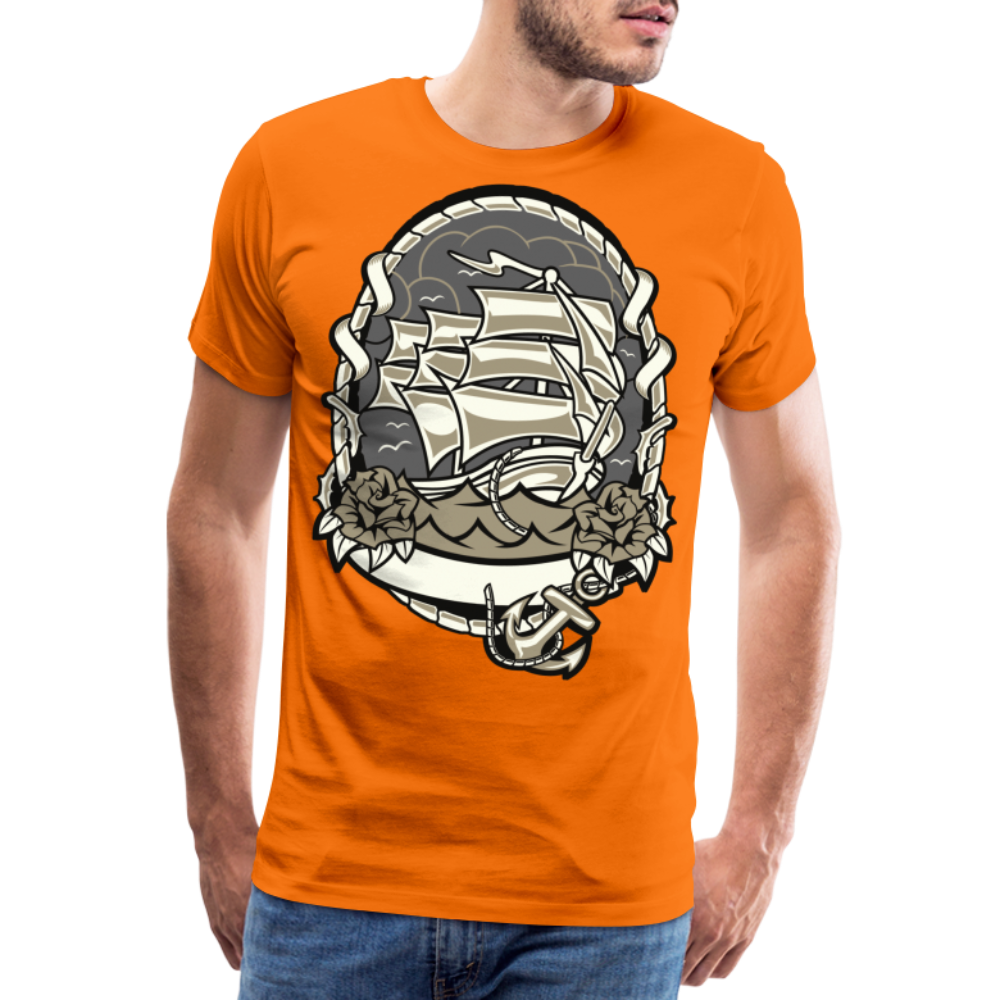 Männer Premium T-Shirt - Maritim Schiff Anker Design - Orange