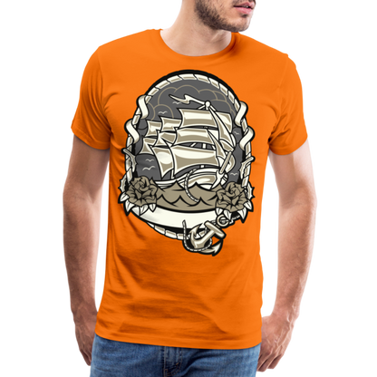 Männer Premium T-Shirt - Maritim Schiff Anker Design - Orange