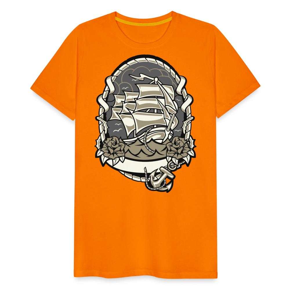 Männer Premium T-Shirt - Maritim Schiff Anker Design - Orange