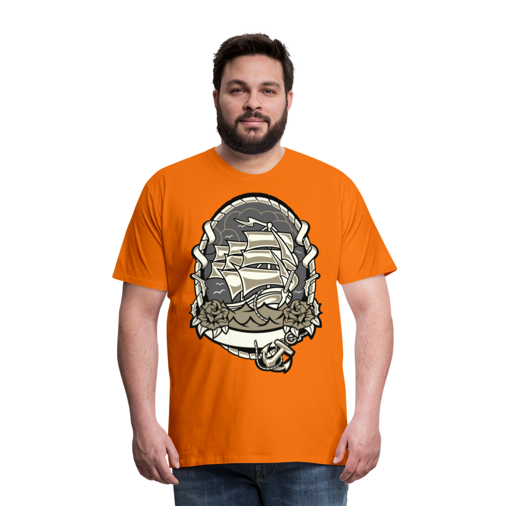 Männer Premium T-Shirt - Maritim Schiff Anker Design - Orange