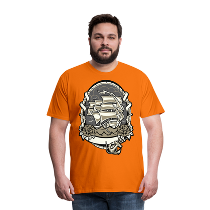 Männer Premium T-Shirt - Maritim Schiff Anker Design - Orange