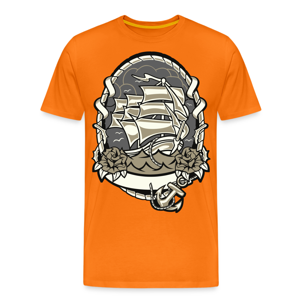 Männer Premium T-Shirt - Maritim Schiff Anker Design - Orange