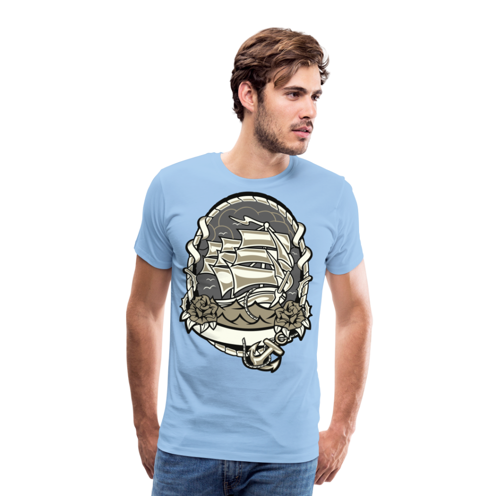 Männer Premium T-Shirt - Maritim Schiff Anker Design - Sky