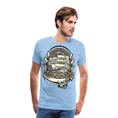 Männer Premium T-Shirt - Maritim Schiff Anker Design - Sky