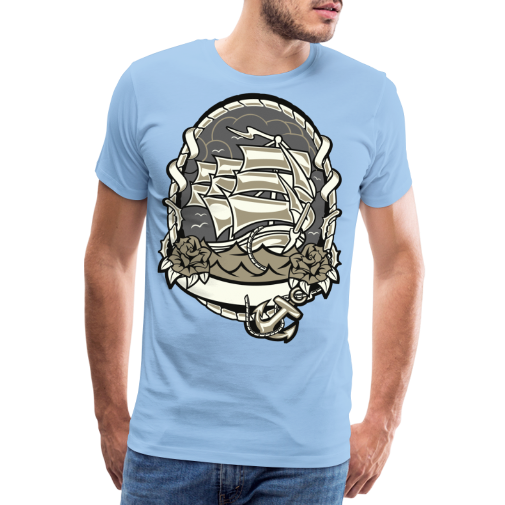 Männer Premium T-Shirt - Maritim Schiff Anker Design - Sky