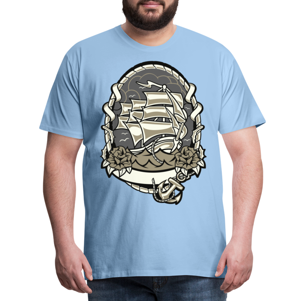 Männer Premium T-Shirt - Maritim Schiff Anker Design - Sky