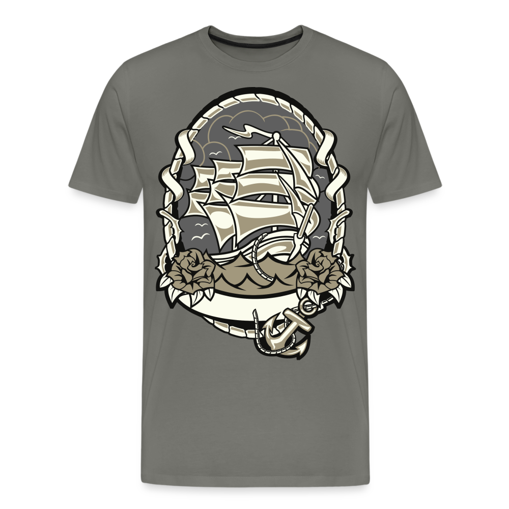 Männer Premium T-Shirt - Maritim Schiff Anker Design - Asphalt