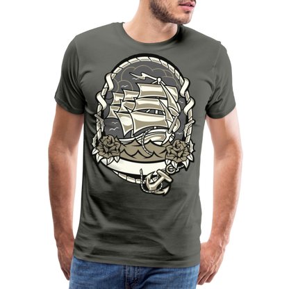 Männer Premium T-Shirt - Maritim Schiff Anker Design - Asphalt