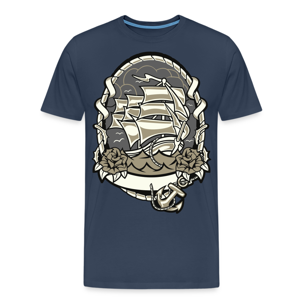 Männer Premium T-Shirt - Maritim Schiff Anker Design - Navy