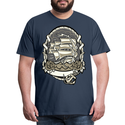 Männer Premium T-Shirt - Maritim Schiff Anker Design - Navy