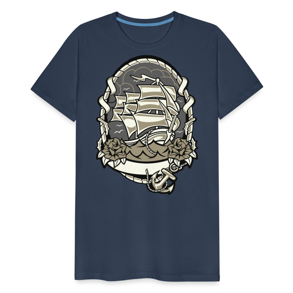 Männer Premium T-Shirt - Maritim Schiff Anker Design - Navy