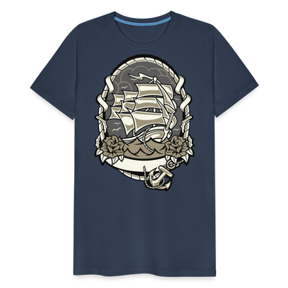 Männer Premium T-Shirt - Maritim Schiff Anker Design - Navy