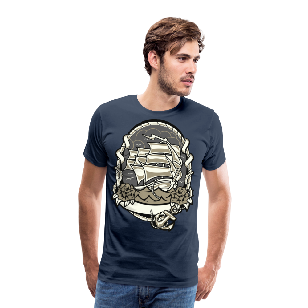 Männer Premium T-Shirt - Maritim Schiff Anker Design - Navy