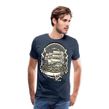 Männer Premium T-Shirt - Maritim Schiff Anker Design - Navy