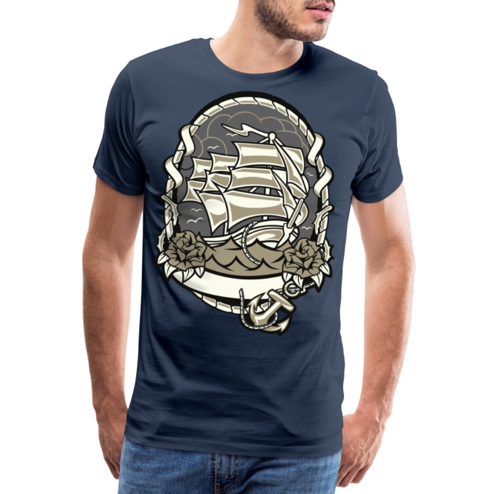 Männer Premium T-Shirt - Maritim Schiff Anker Design - Navy