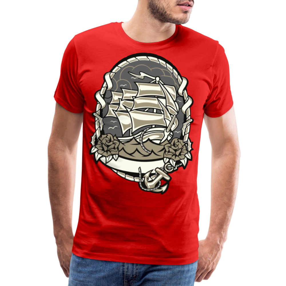 Männer Premium T-Shirt - Maritim Schiff Anker Design - Rot