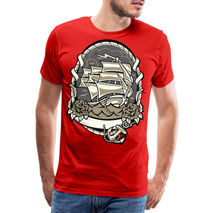 Männer Premium T-Shirt - Maritim Schiff Anker Design - Rot