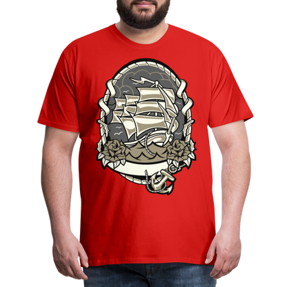 Männer Premium T-Shirt - Maritim Schiff Anker Design - Rot