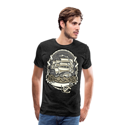 Männer Premium T-Shirt - Maritim Schiff Anker Design - Anthrazit