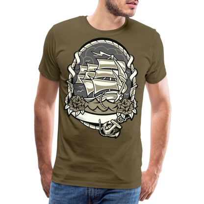 Männer Premium T-Shirt - Maritim Schiff Anker Design - Khaki