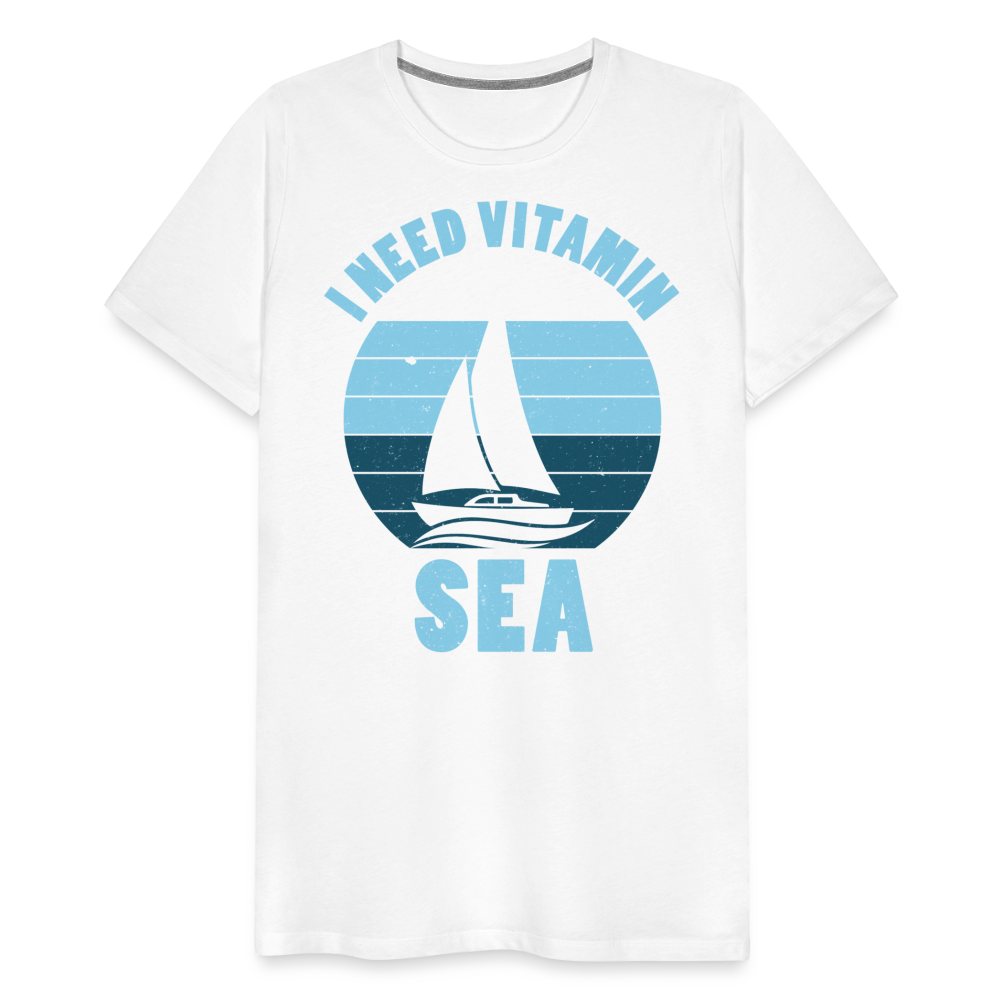 Männer Premium T-Shirt - I need Vitamin Sea - Spruch - Maritim - weiß