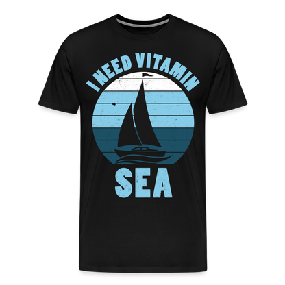 Männer Premium T-Shirt - I need Vitamin Sea - Spruch - Maritim - Schwarz