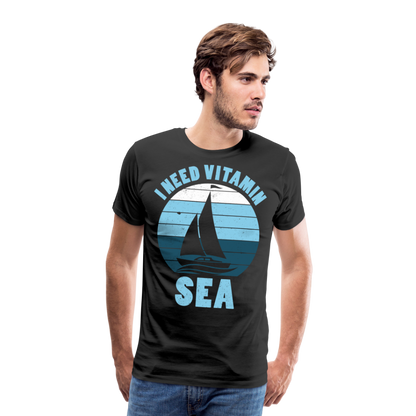 Männer Premium T-Shirt - I need Vitamin Sea - Spruch - Maritim - Schwarz