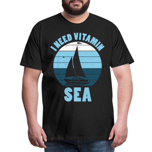 Männer Premium T-Shirt - I need Vitamin Sea - Spruch - Maritim - Schwarz