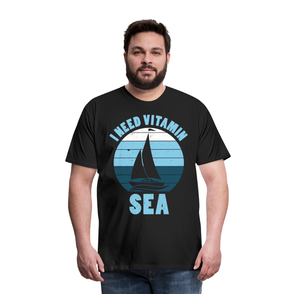 Männer Premium T-Shirt - I need Vitamin Sea - Spruch - Maritim - Schwarz