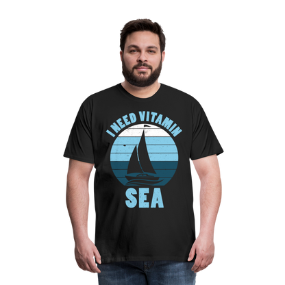 Männer Premium T-Shirt - I need Vitamin Sea - Spruch - Maritim - Schwarz