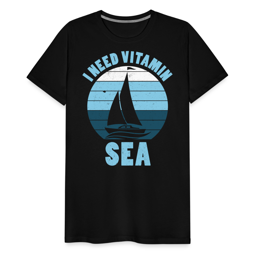 Männer Premium T-Shirt - I need Vitamin Sea - Spruch - Maritim - Schwarz