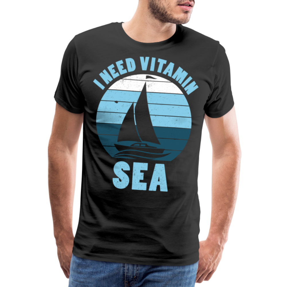 Männer Premium T-Shirt - I need Vitamin Sea - Spruch - Maritim - Schwarz