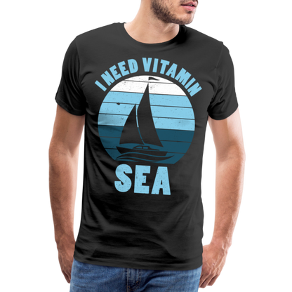 Männer Premium T-Shirt - I need Vitamin Sea - Spruch - Maritim - Schwarz