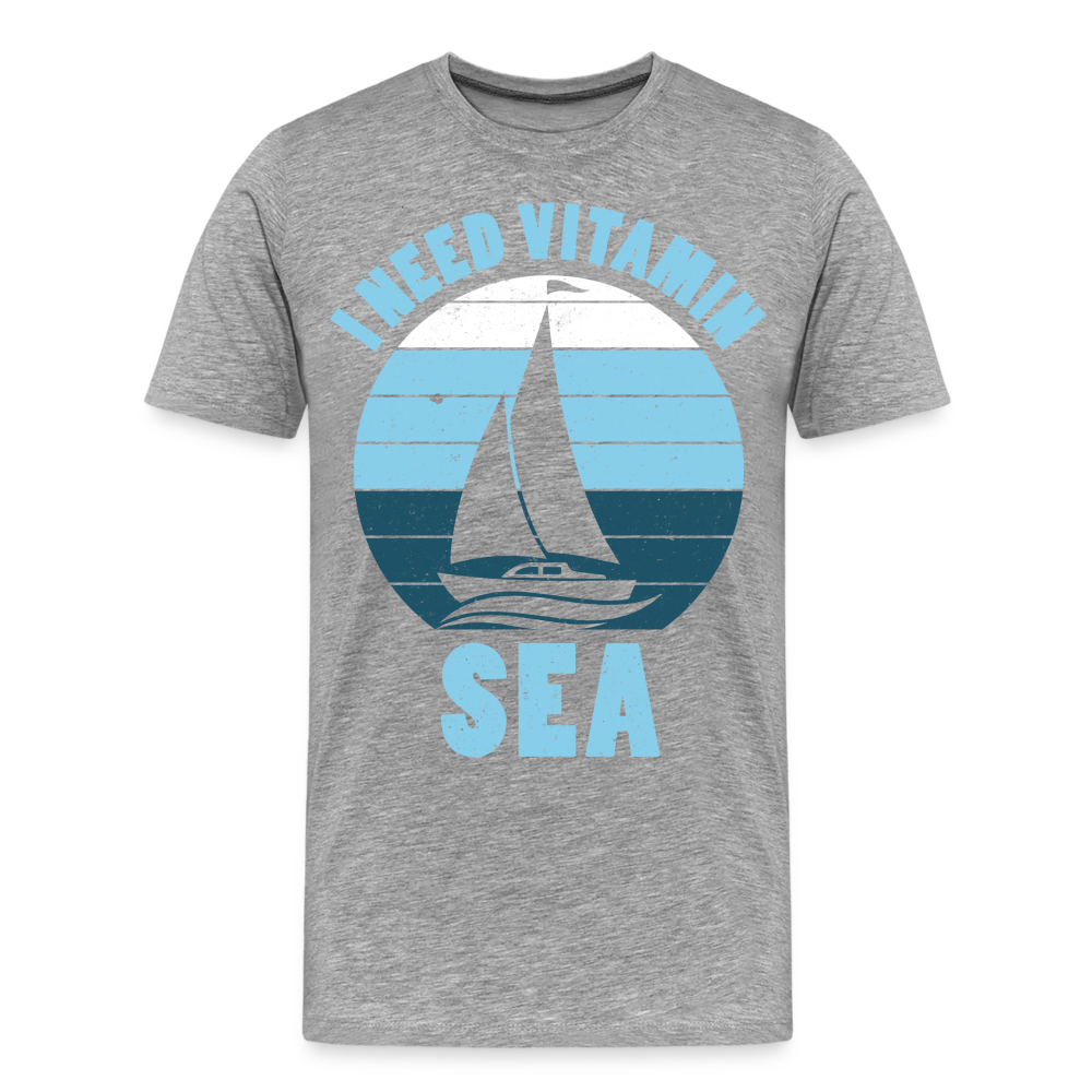 Männer Premium T-Shirt - I need Vitamin Sea - Spruch - Maritim - Grau meliert