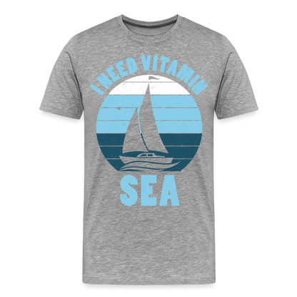 Männer Premium T-Shirt - I need Vitamin Sea - Spruch - Maritim - Grau meliert