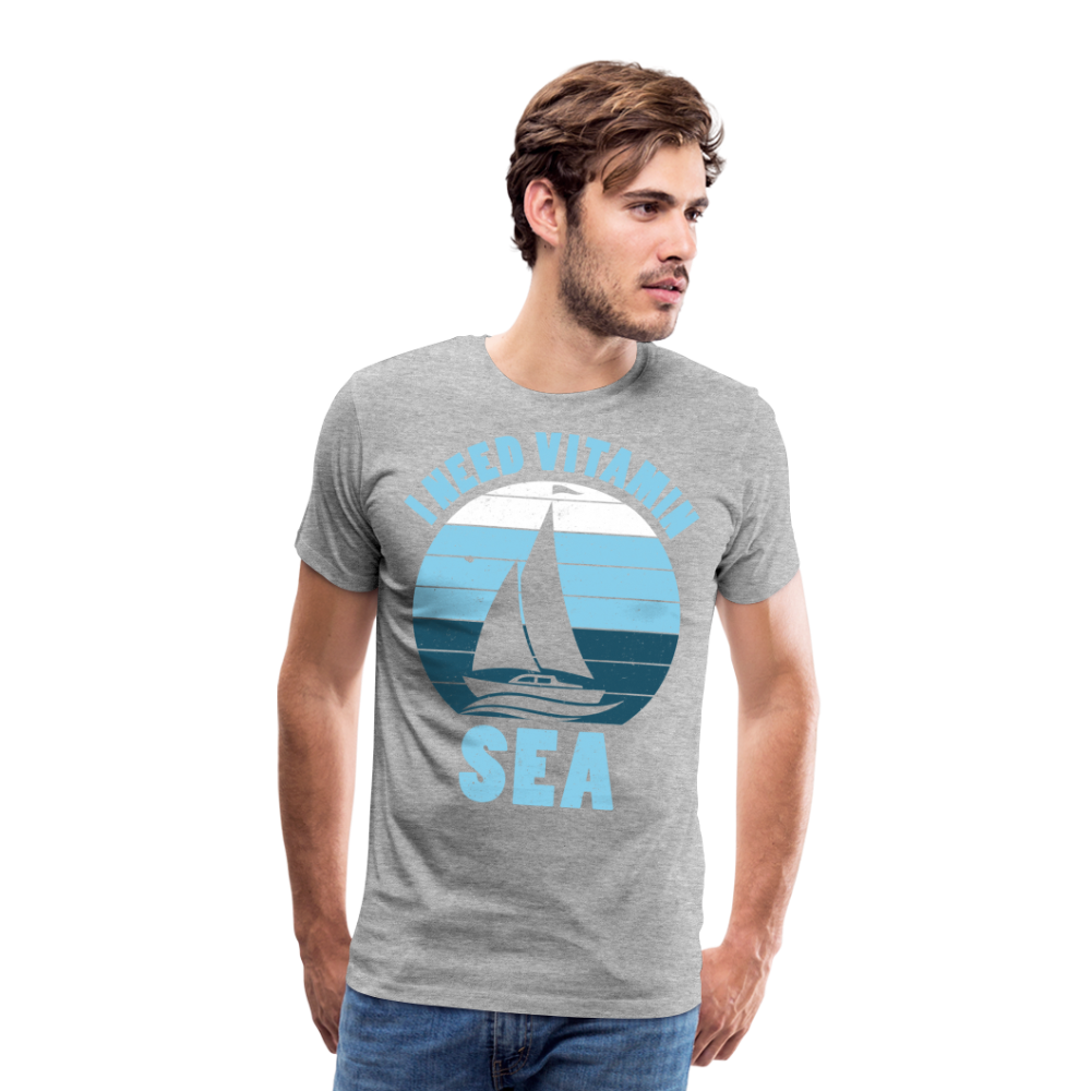 Männer Premium T-Shirt - I need Vitamin Sea - Spruch - Maritim - Grau meliert