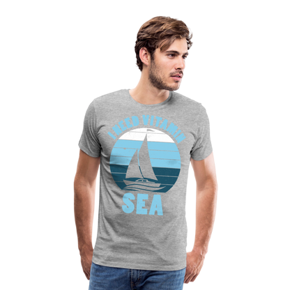 Männer Premium T-Shirt - I need Vitamin Sea - Spruch - Maritim - Grau meliert