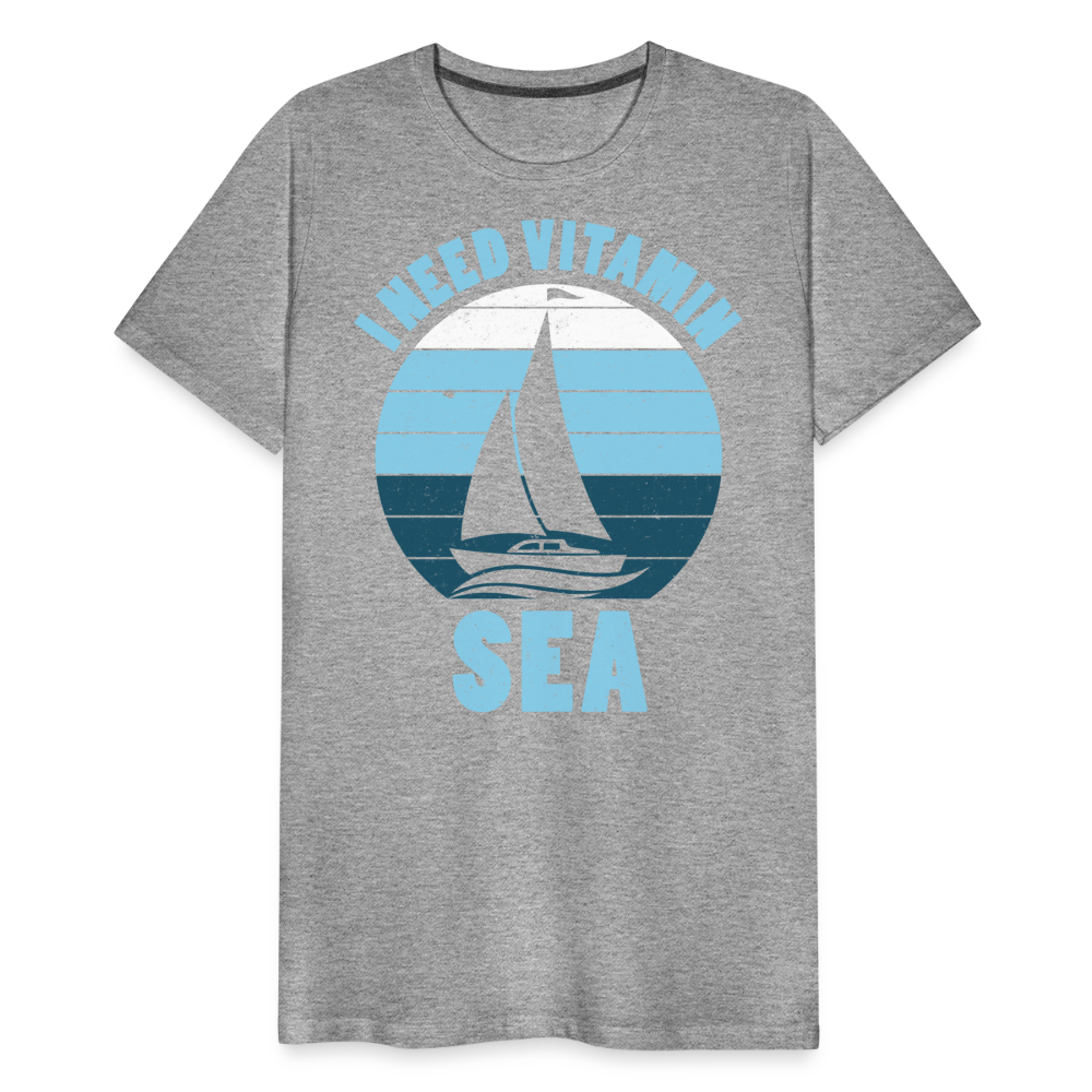 Männer Premium T-Shirt - I need Vitamin Sea - Spruch - Maritim - Grau meliert