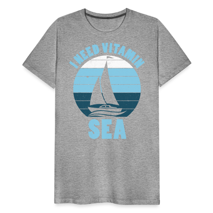 Männer Premium T-Shirt - I need Vitamin Sea - Spruch - Maritim - Grau meliert