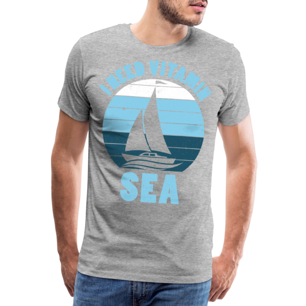 Männer Premium T-Shirt - I need Vitamin Sea - Spruch - Maritim - Grau meliert