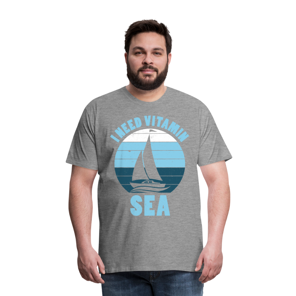 Männer Premium T-Shirt - I need Vitamin Sea - Spruch - Maritim - Grau meliert