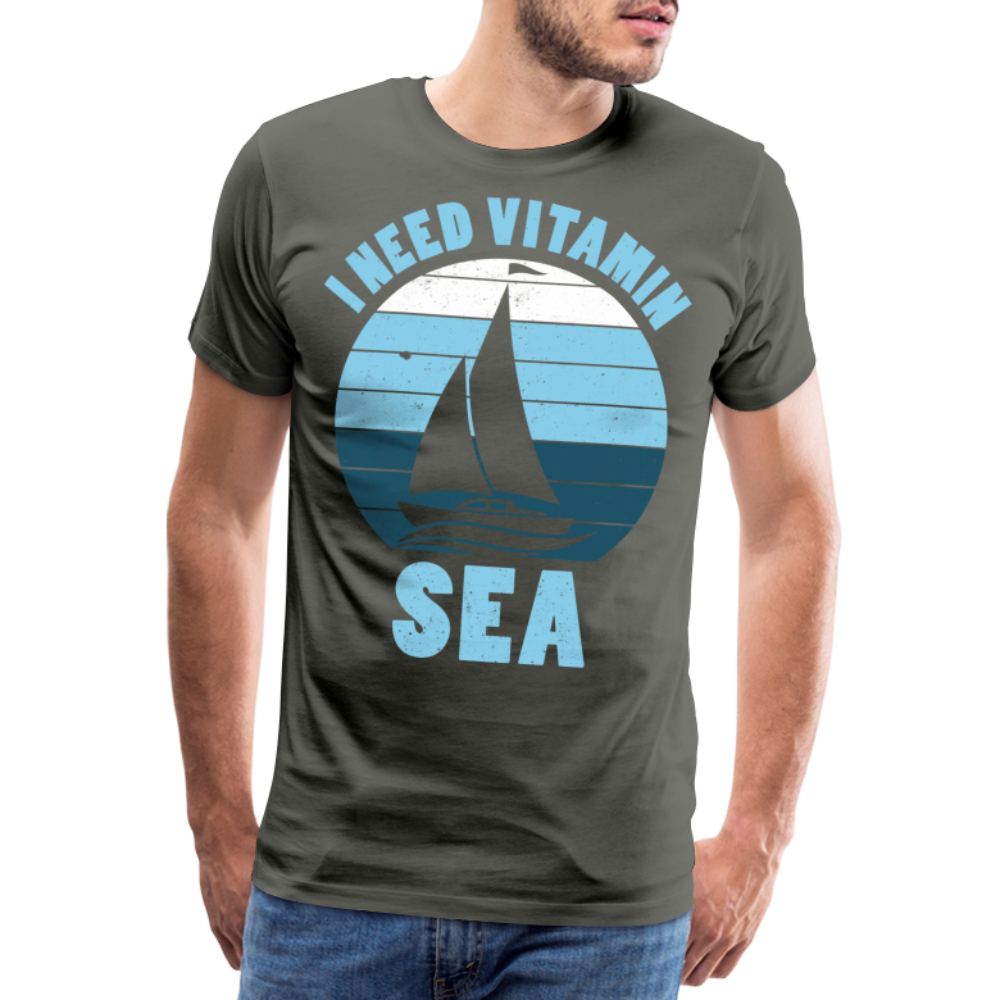 Männer Premium T-Shirt - I need Vitamin Sea - Spruch - Maritim - Asphalt