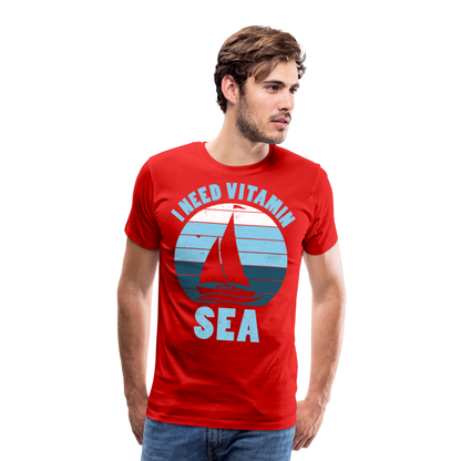 Männer Premium T-Shirt - I need Vitamin Sea - Spruch - Maritim - Rot